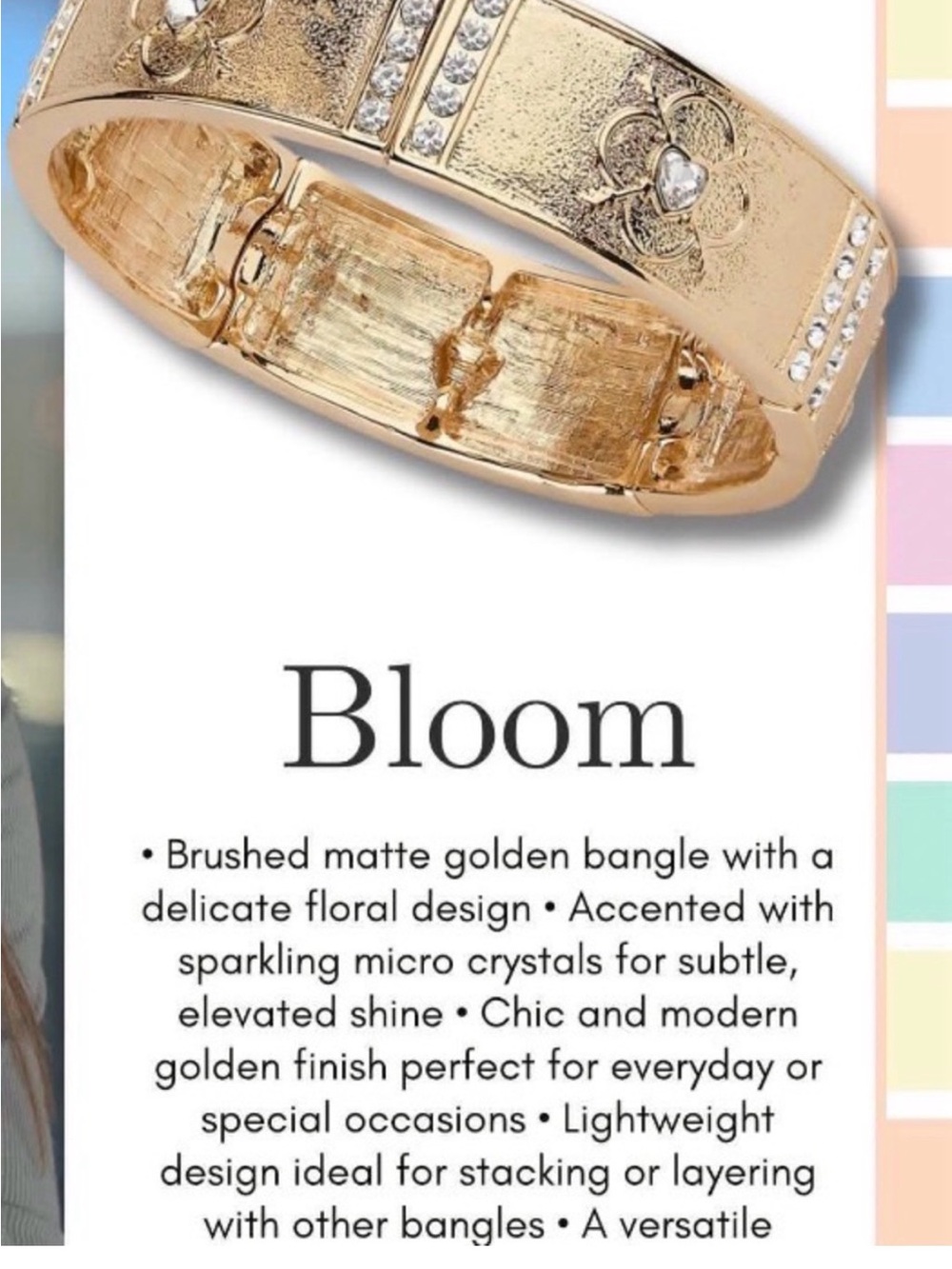 Park Lane “Bloom” Brushed Matte Golden Floral Bangle